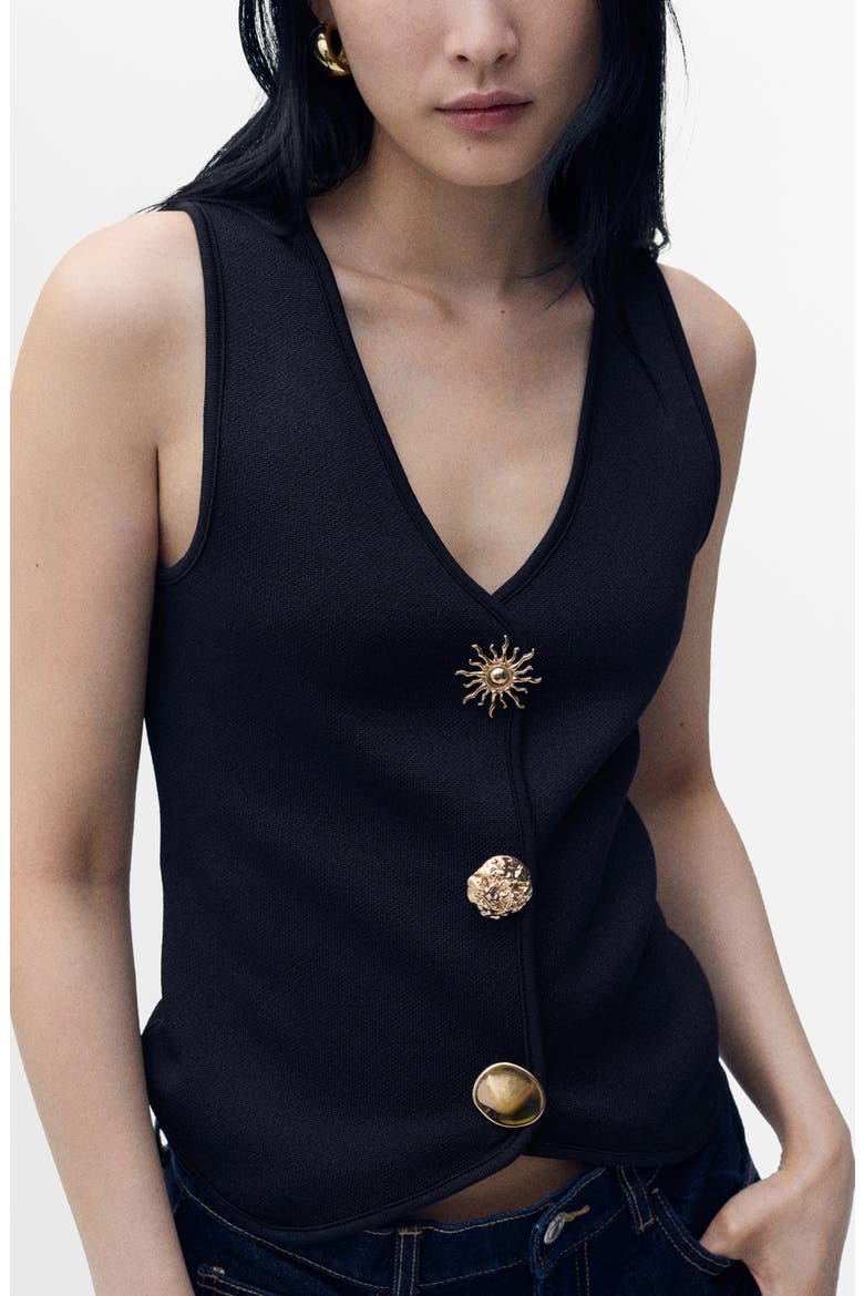 Statement Button Knit Vest, Main, color, NAVY