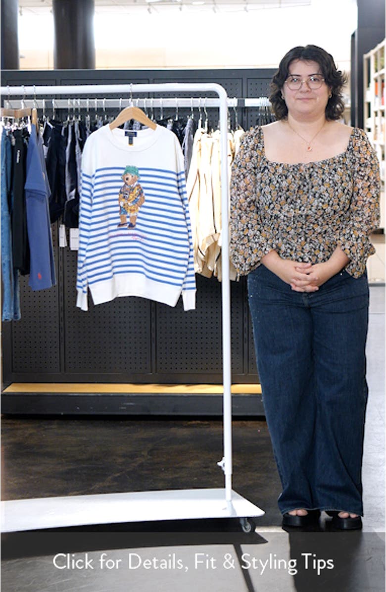 Kids' Stripe Polo Bear Graphic Sweatshirt, sales video thumbnail