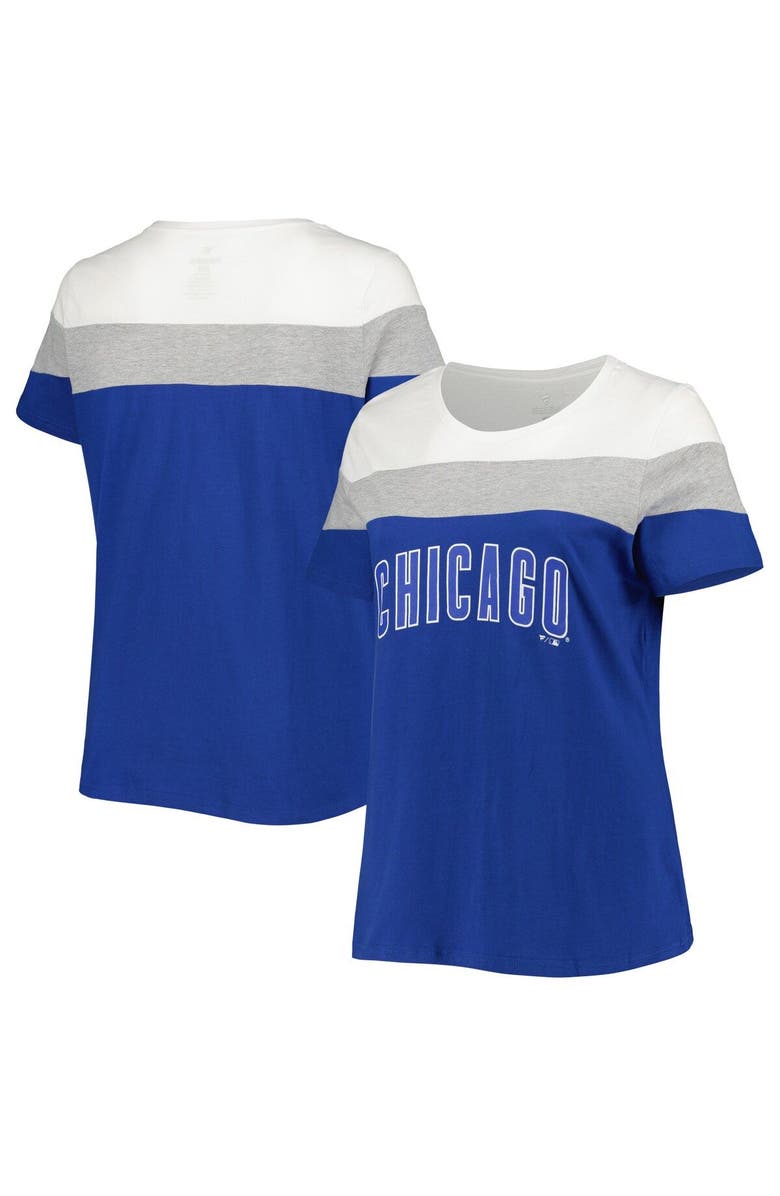 PROFILE Women's Royal/Heather Gray Chicago Cubs Plus Size Colorblock T-Shirt, Main, color, Royal