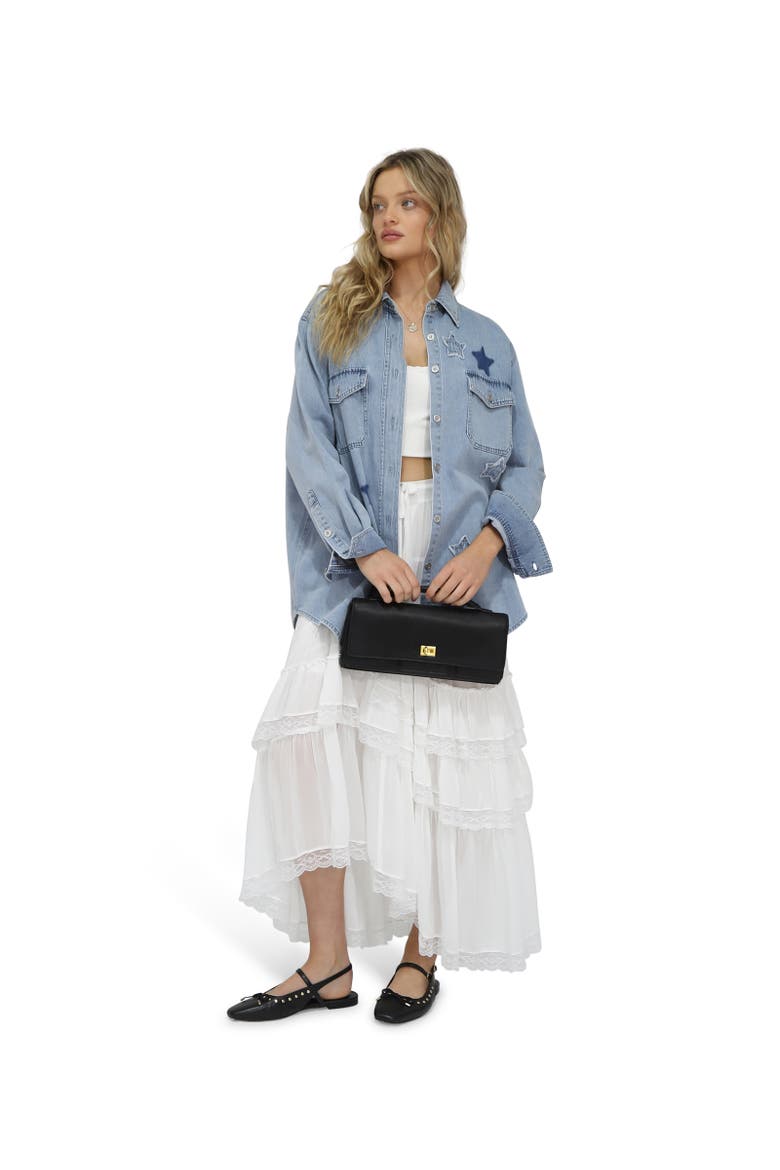Stargazer Patch Detail Denim Shirt, Alternate, color, Blue