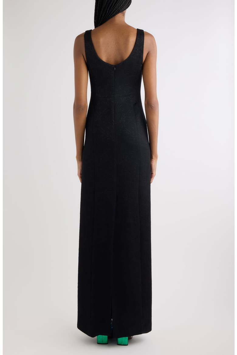 Matelassé Jacquard Column Gown, Alternate, color, BLACK