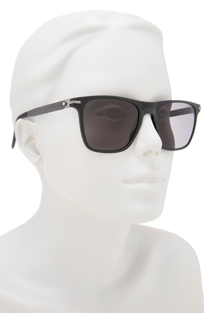 Montblanc 55mm Square Sunglasses, Alternate, color, Black Black Grey