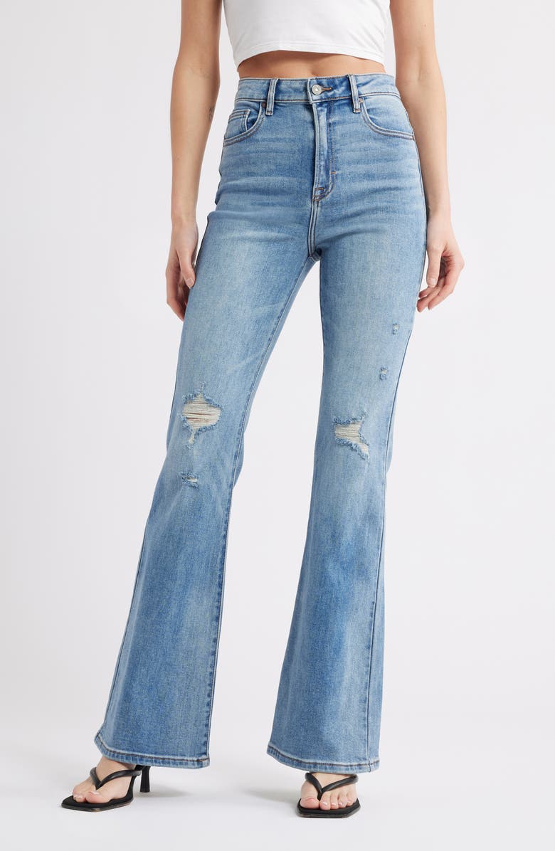 HIDDEN JEANS Distressed Ripped Flare Jeans, Main, color, 