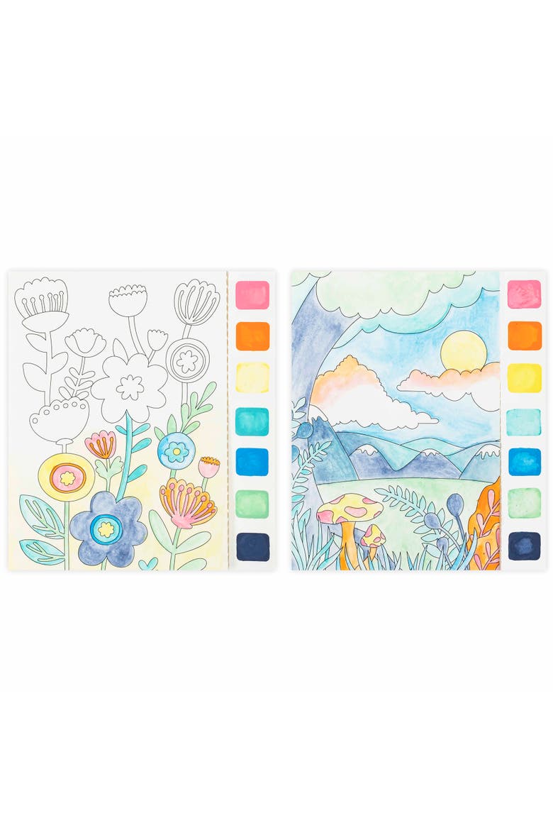 Watercolor Pad Kit, 8 Landscape & Flower Designs, Alternate, color, Multicolored