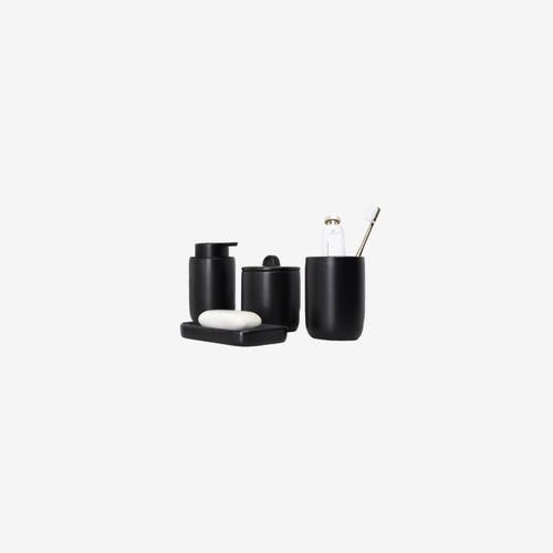Bosilunlife Matte Black 4-piece Bathroom Set Sustainable Ceramic Foam