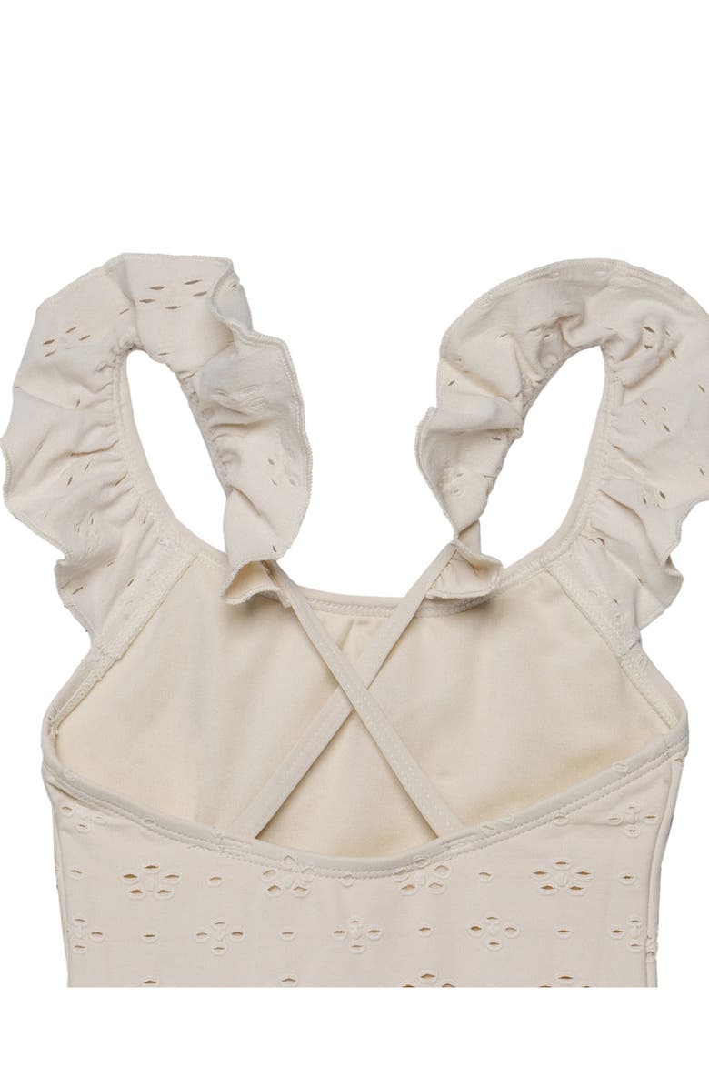 Gottex Kids Little Lace Ruffle Criss Cross Back One Piece, Alternate, color, Ivory