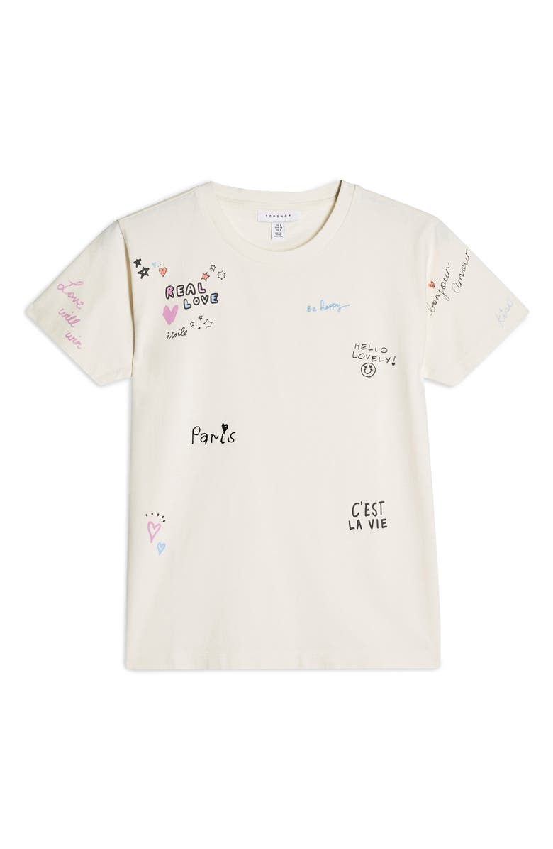 Topshop Embroidered Doodle Tee, Alternate, color, 