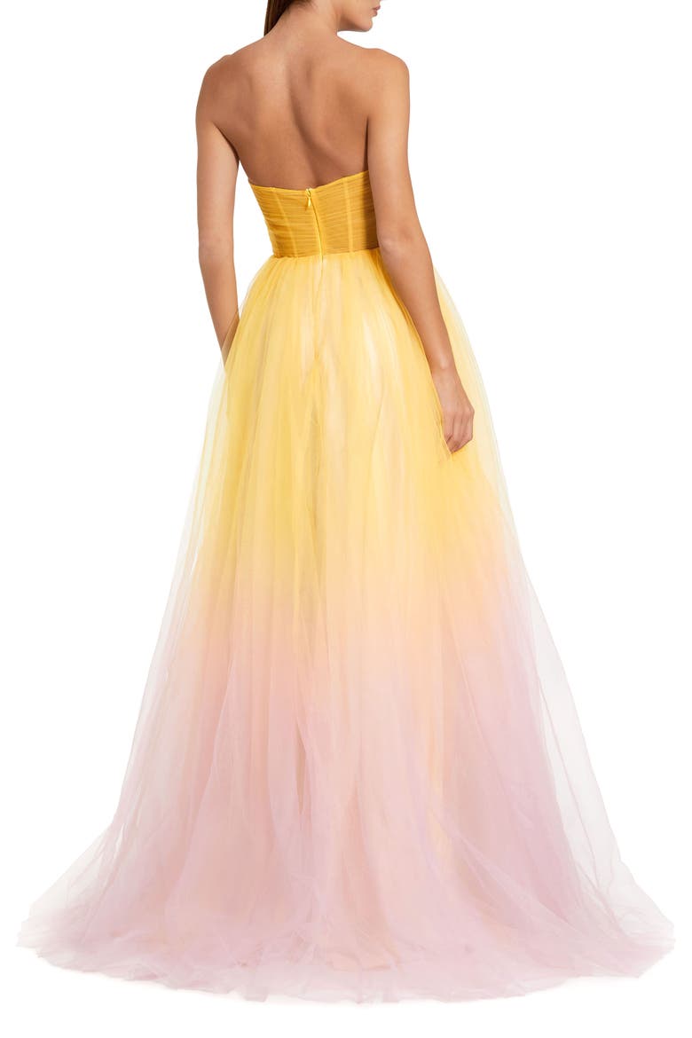 Strapless Sweetheart Ombre Tulle Ballgown, Alternate, color, Pink Lemonade