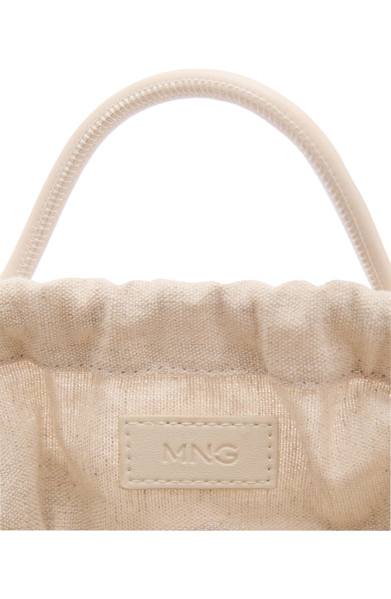 MANGO Mini Faux Leather Shopper Bag, Alternate, color, Off White
