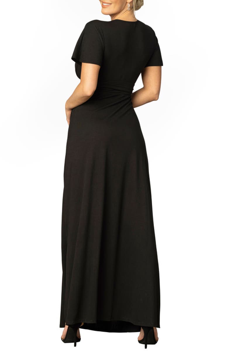 Kiyonna Vienna V-Neck Maxi Dress, Alternate, color, Black Noir