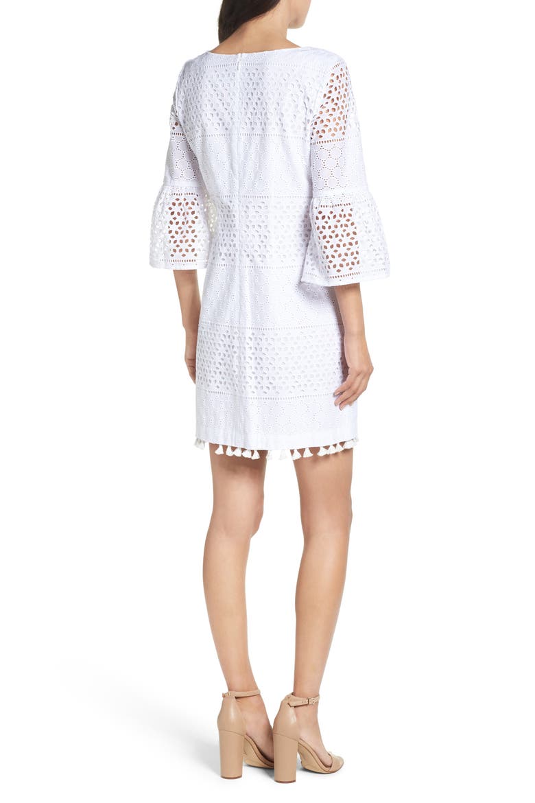 Eyelet A-Line Dress, Alternate, color, IVORY