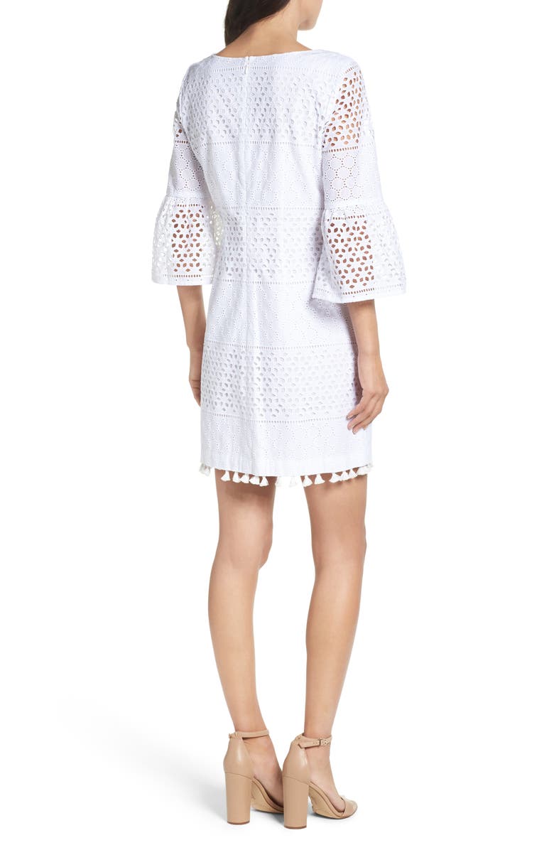 Vince Camuto Eyelet A-Line Dress, Alternate, color, 