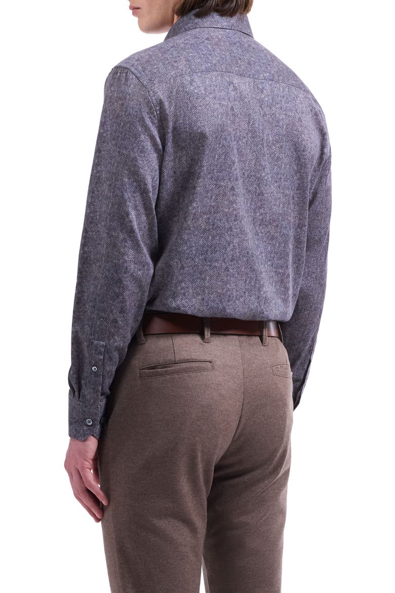 Alvin Shaped Fit Herringbone Cotton Shirt, Alternate, color, ANTHRACITE