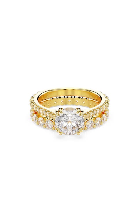 Stilla Set of 2 Crystal Solitaire & Band Rings