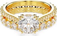 Swarovski Stilla Set of 2 Crystal Solitaire & Band Rings