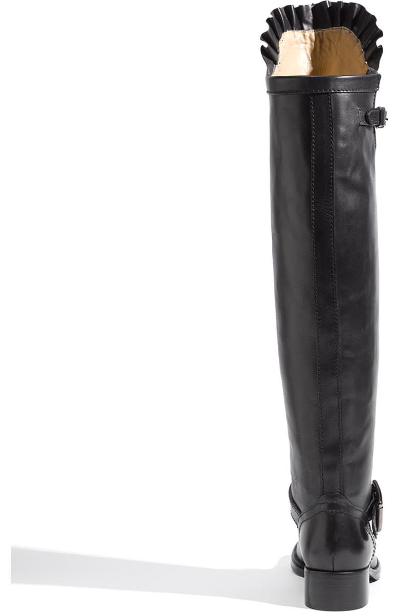 Valentino Garavani Ruffled Over the Knee Biker Boot, Alternate, color,