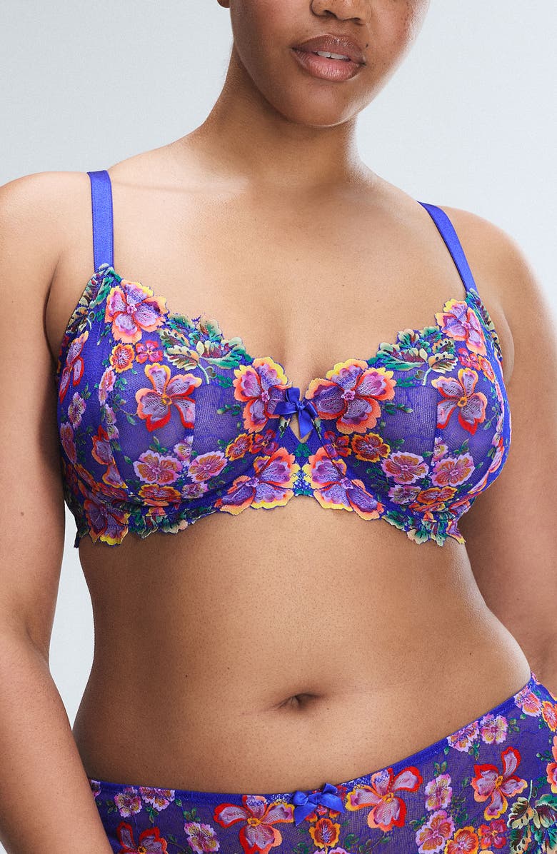 SAVAGE X FENTY Sunchaser Lace Unlined Plunge Bra, Alternate, color, Rendezvous Blue