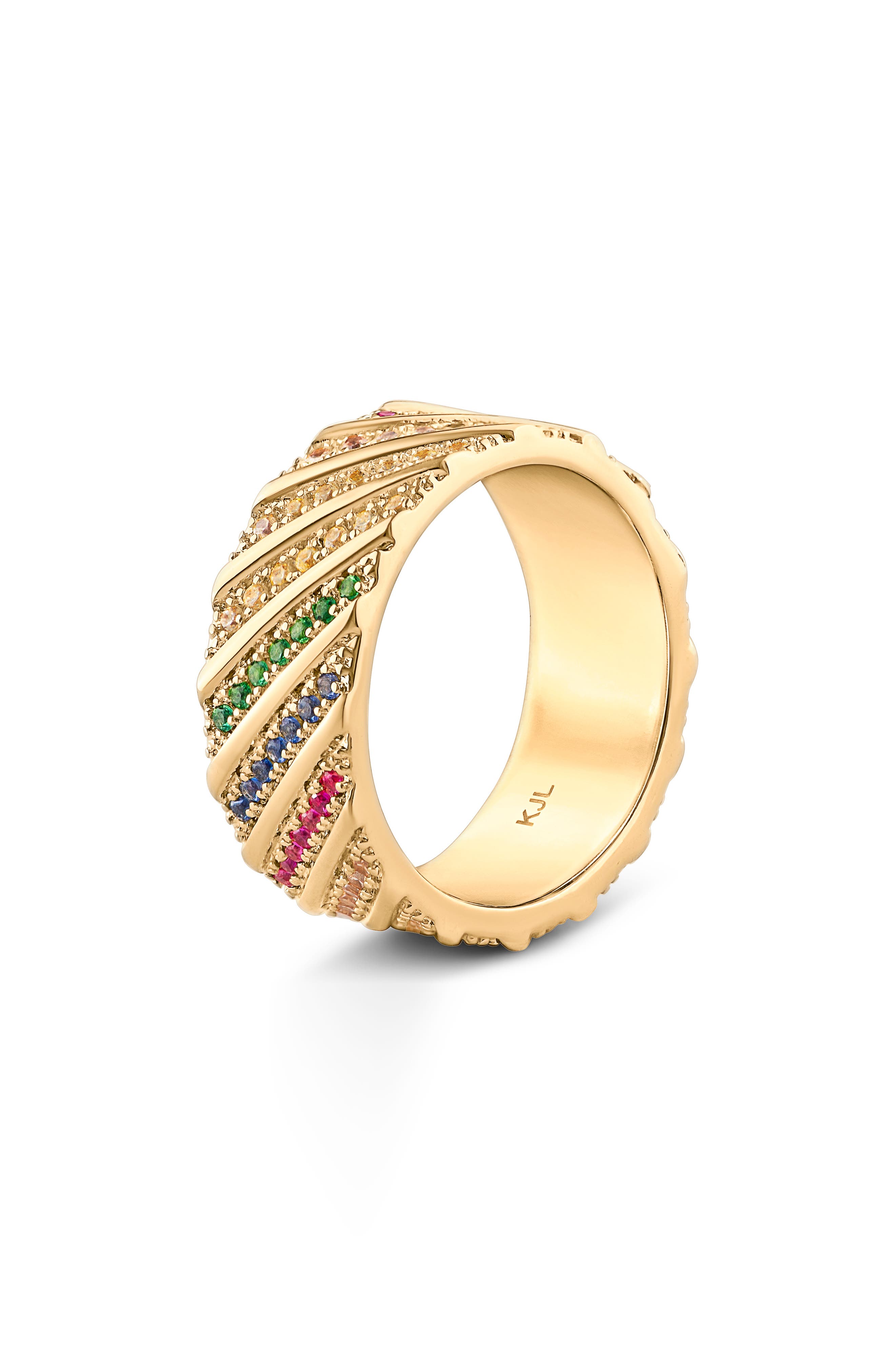 CZ by Kenneth Jay Lane Cubic Zirconia Slanted Band Ring (Women ...