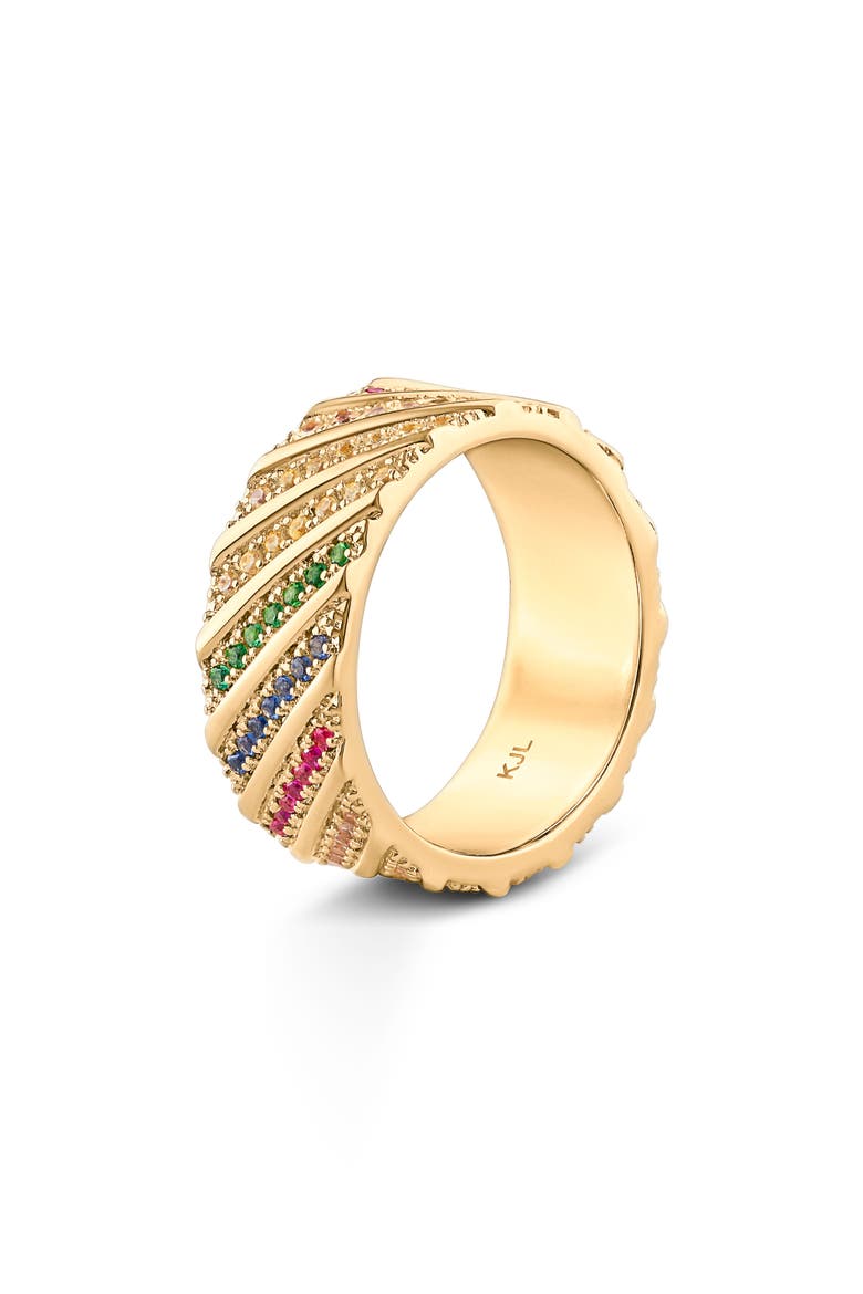 Cubic Zirconia Slanted Band Ring, Main, color, MULT/GOLD