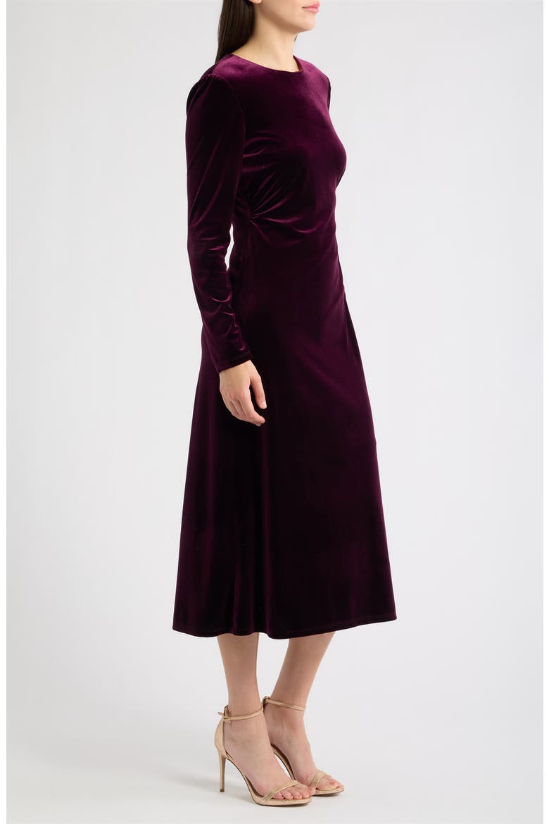 Long Sleeve Velvet Midi Dress, Alternate, color, WINE