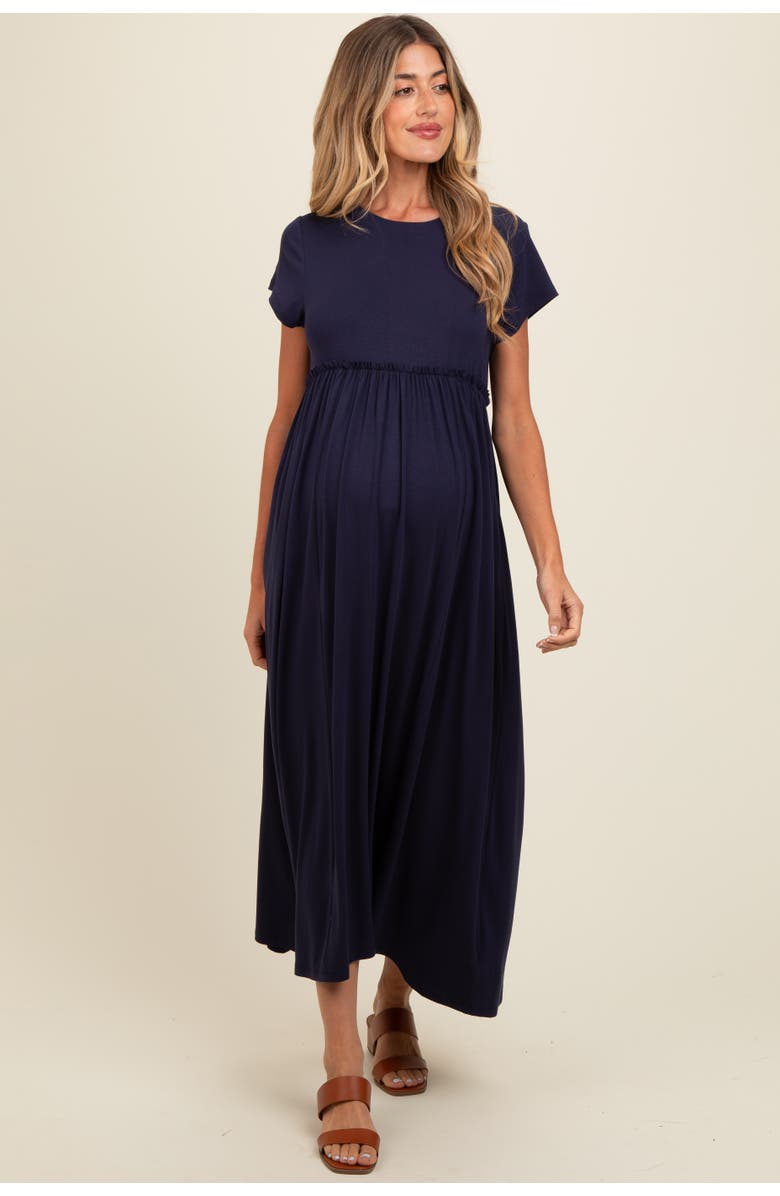 PinkBlush Ruffle Trim Maxi Dress, Alternate, color, Navy Blue