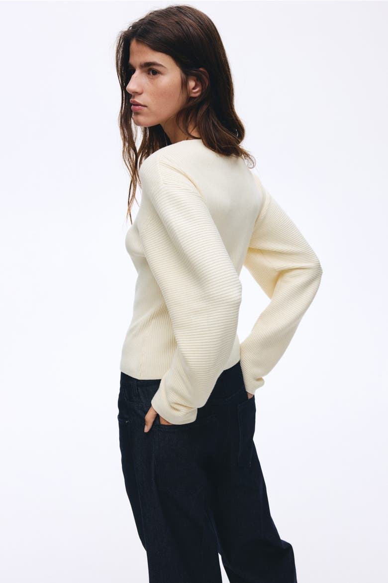 Rib-knit Cardigan, Alternate, color, Cream