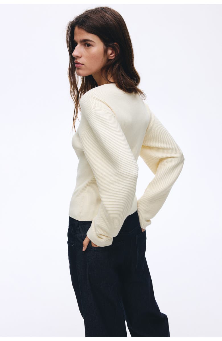 H&M Rib-knit Cardigan, Alternate, color, Cream