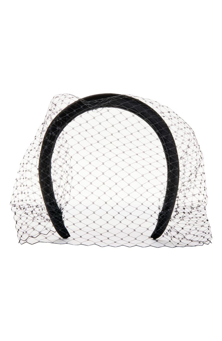 Jennifer Behr Tori Voilette Headband, Main, color, Black
