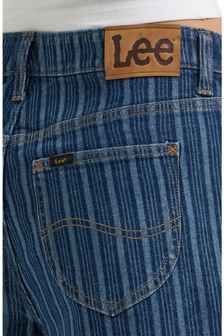 Stripe Mid Rise Loose Long Denim Shorts, Alternate, color, SONIC SPEED