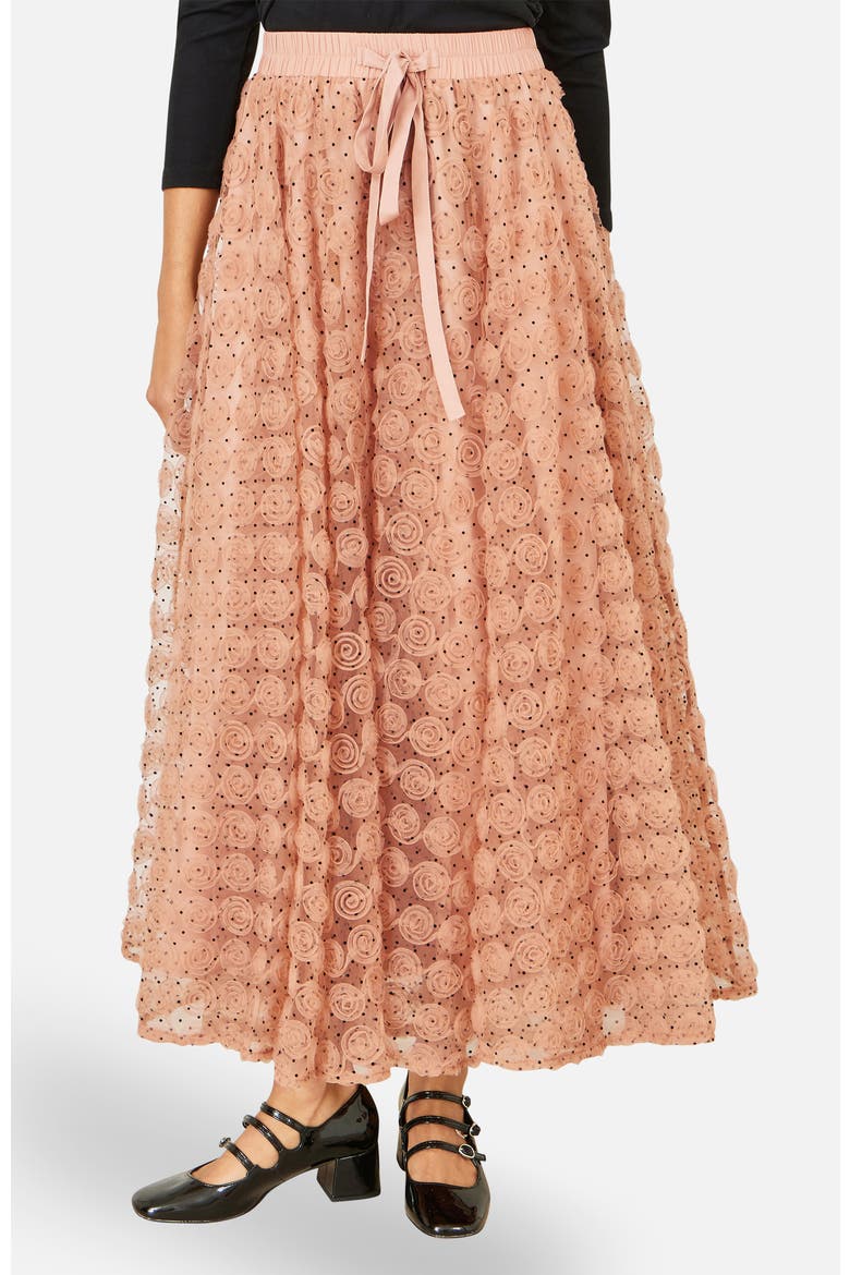 Spot And Rose Tulle Skirt, Main, color, Blush