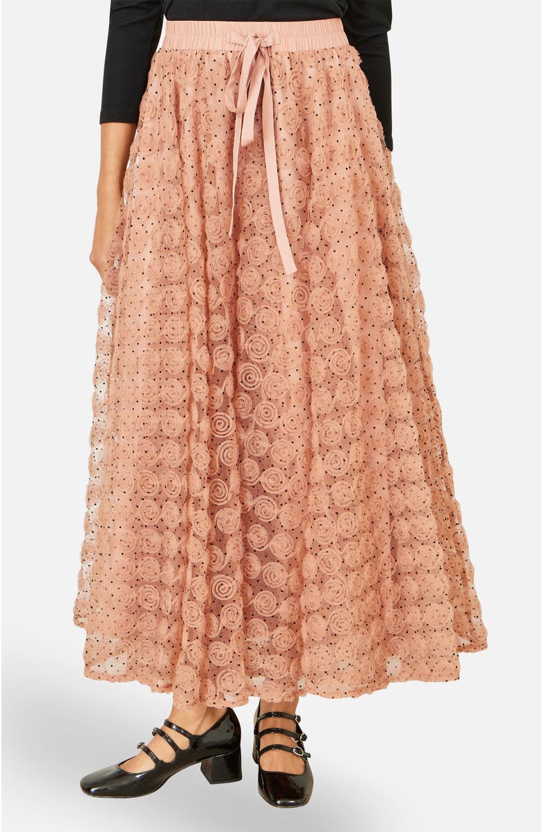 Yumi Spot And Rose Tulle Skirt, Main, color, Blush