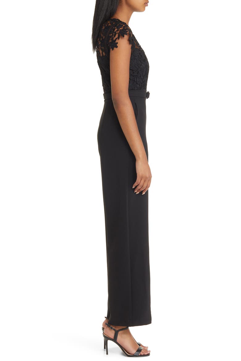 Lace Bodice Jumpsuit, Alternate, color, BLACK