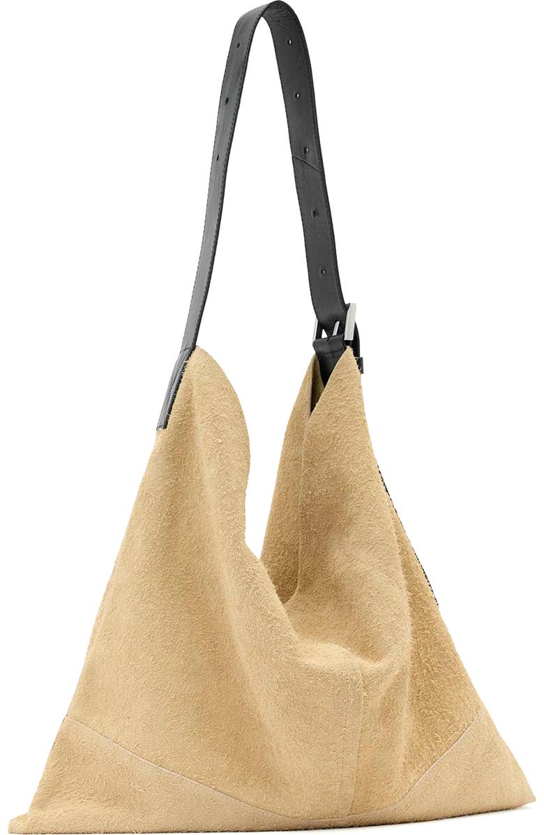 AllSaints Asha Suede Shoulder Bag, Alternate, color, Sahara White