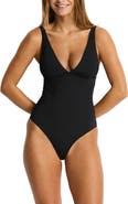 Sea Level Longline Tie Back One-Piece Swimsuit