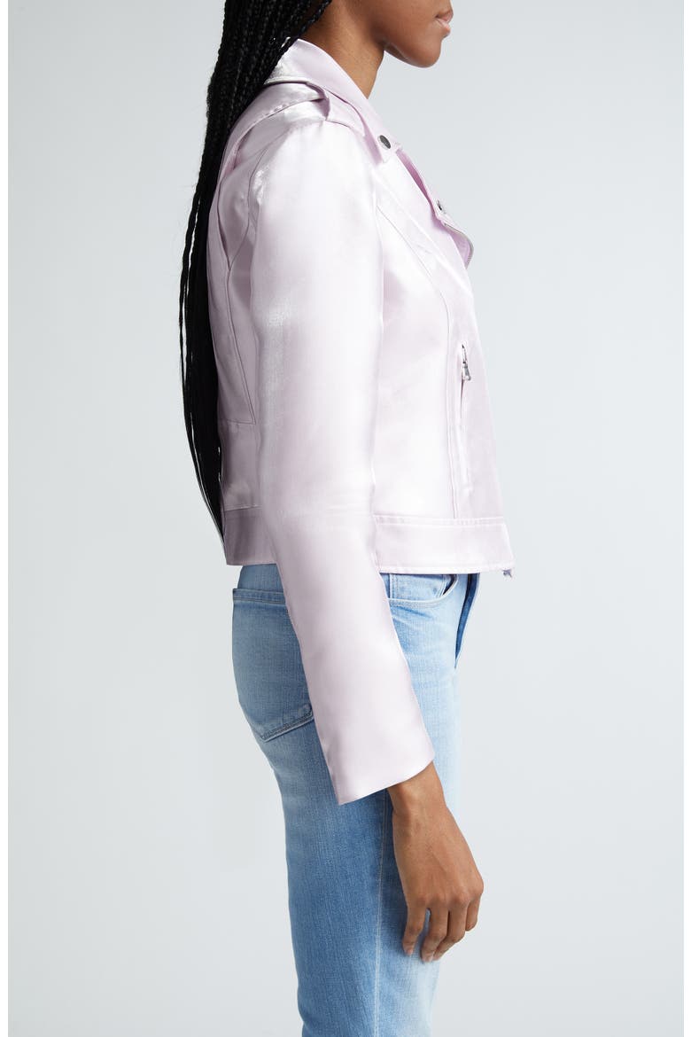 Satin Biker Jacket, Alternate, color, LILAC SNOW