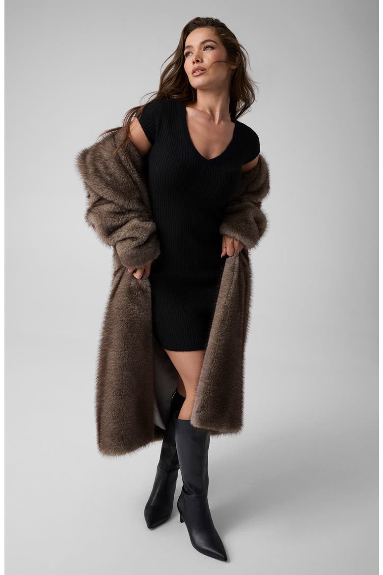 Emily V-Neck Sweater Dress, Alternate, color, JET BLACK
