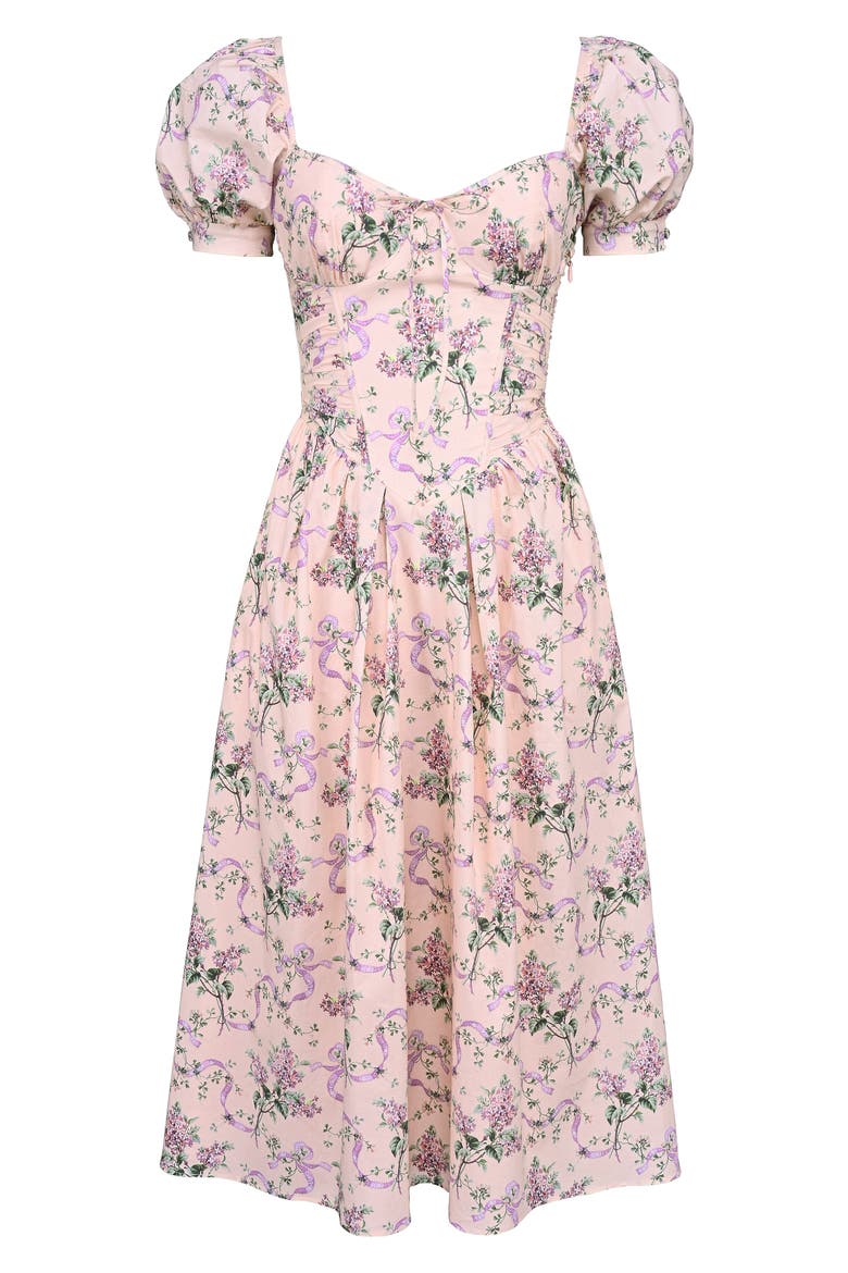 Lulabell Puff Sleeve Midi Dress, Alternate, color, PRINT