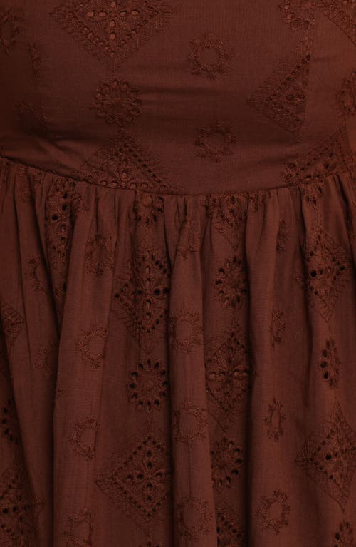 Petal And Pup Petal & Pup Odessa Cotton Eyelet Maxi Dress In Brown