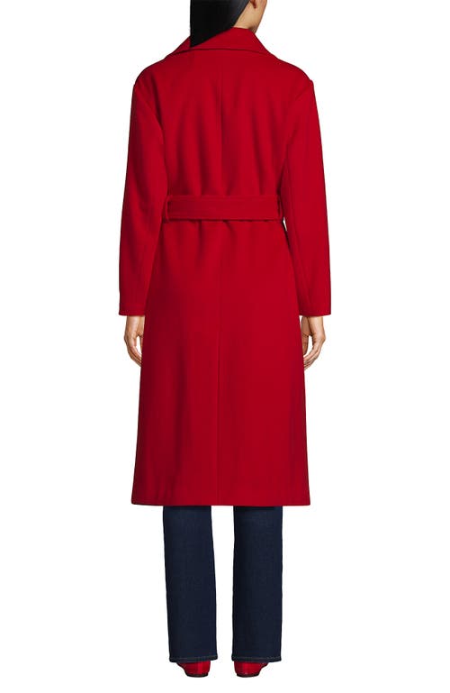 Lands' End Wool Wrap Long Coat In Red