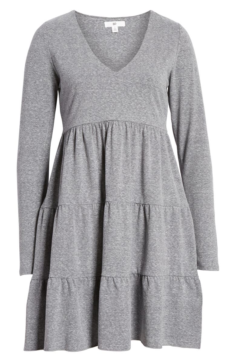 BP. Tiered Long Sleeve Knit Dress, Alternate, color,
