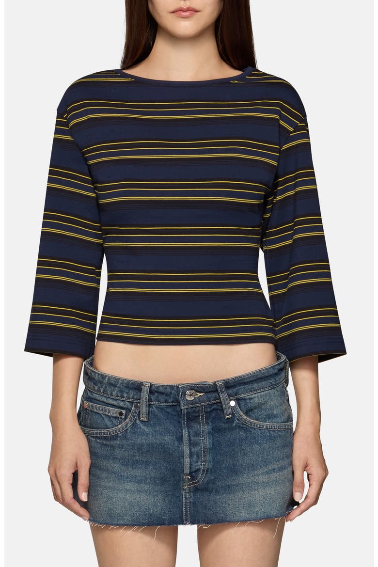 Douglas Striped Crop Top, Main, color, NAVY MOSS STRIPE