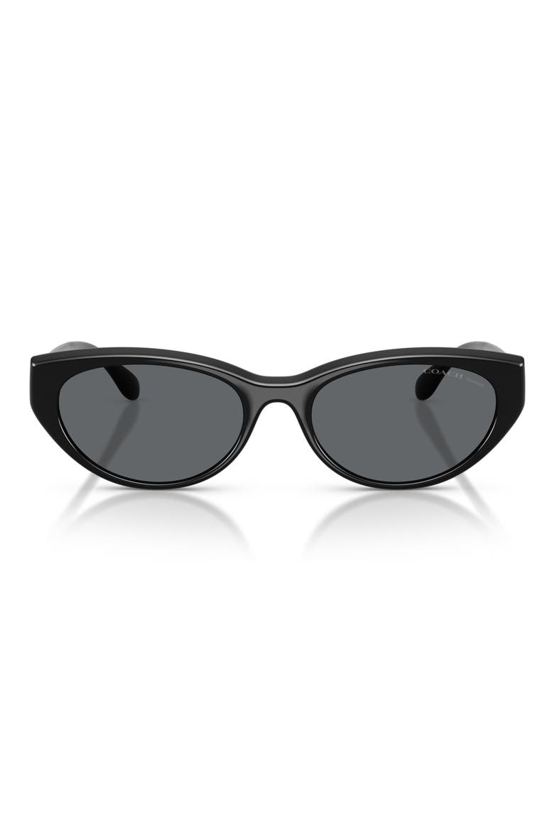55mm Polarized Pillow Sunglasses, Main, color, BLACK / GREY SOLID POLAR