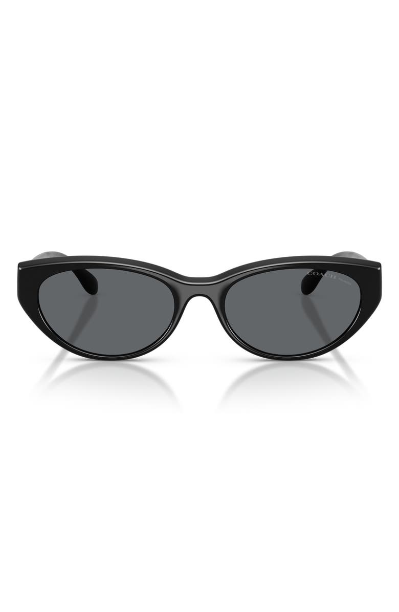 COACH 55mm Polarized Pillow Sunglasses, Main, color, Black / Grey Solid Polar