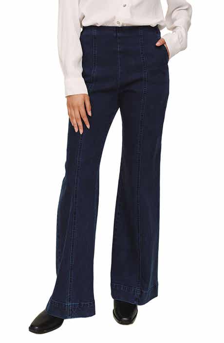 Side Zip High Waist Flare Jeans
