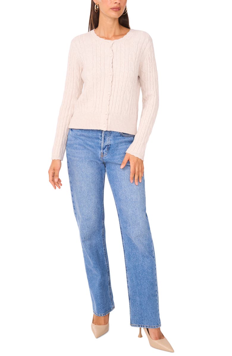 1.STATE Pointelle Knit Cardigan, Alternate, color, Sugar