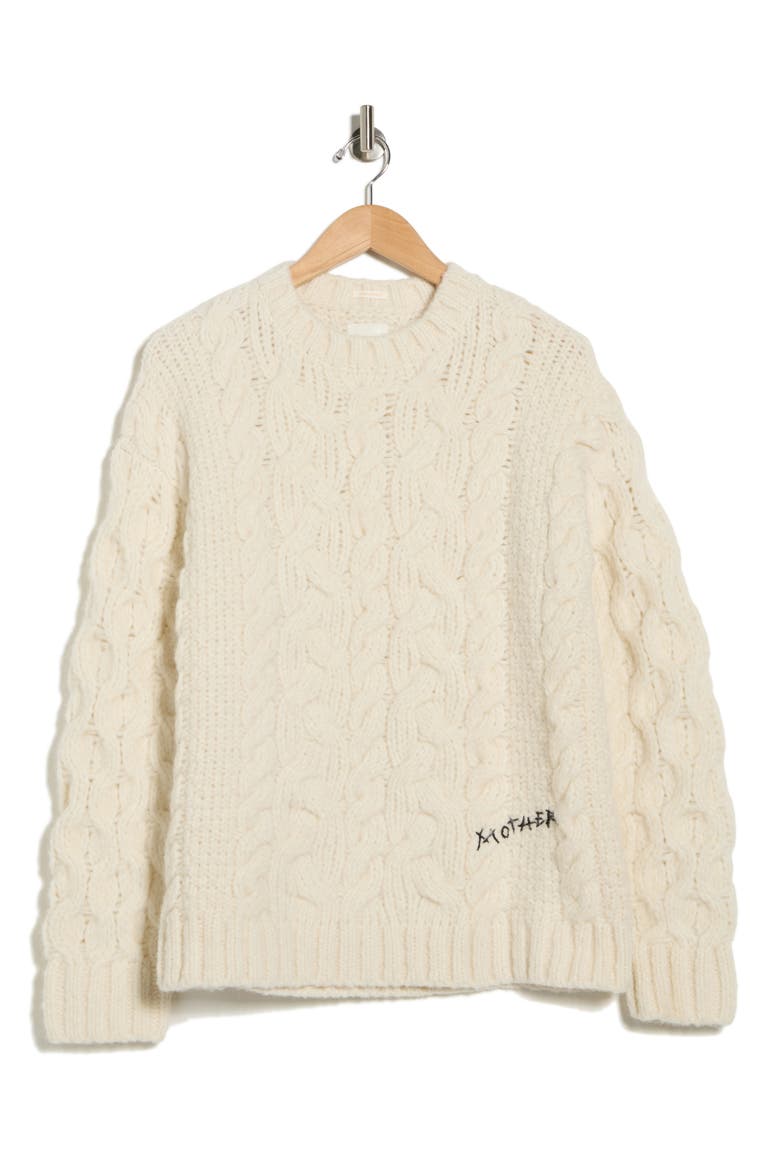 The Biggie Cable Stitch Sweater, Alternate, color, DRINKING BY THE FIRE