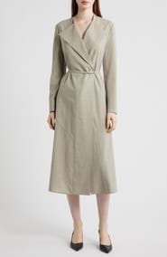 BOSS Dimosal Long Sleeve Wool Midi Dress