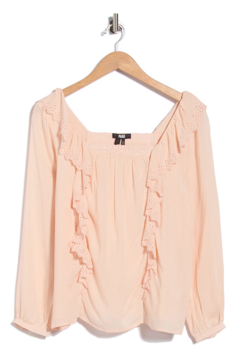Brylen Ruffle Long Sleeve Top, Main, color, PEACH BLUSH