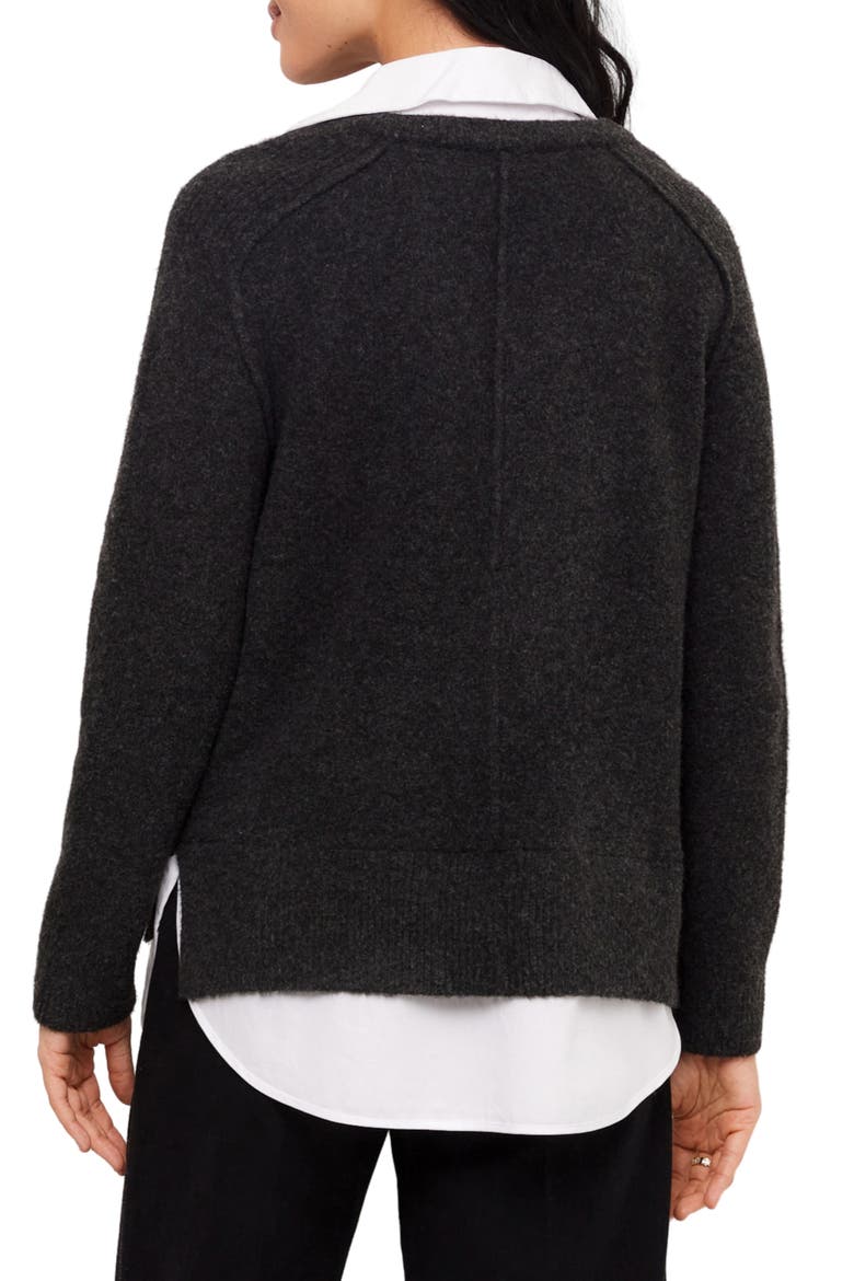 Layered V-Neck Sweater, Alternate, color, CHARCOAL