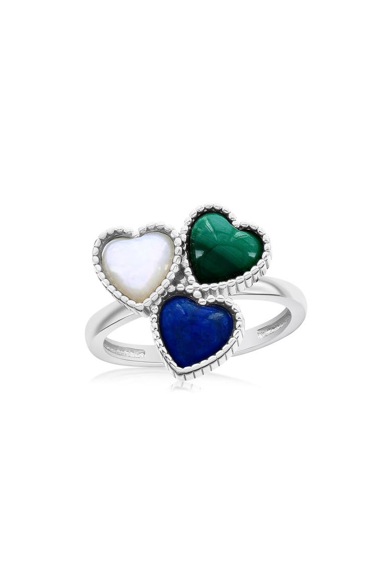 Trio Heart Ring, Main, color, LAPIS/ MOP/ MALACHITE